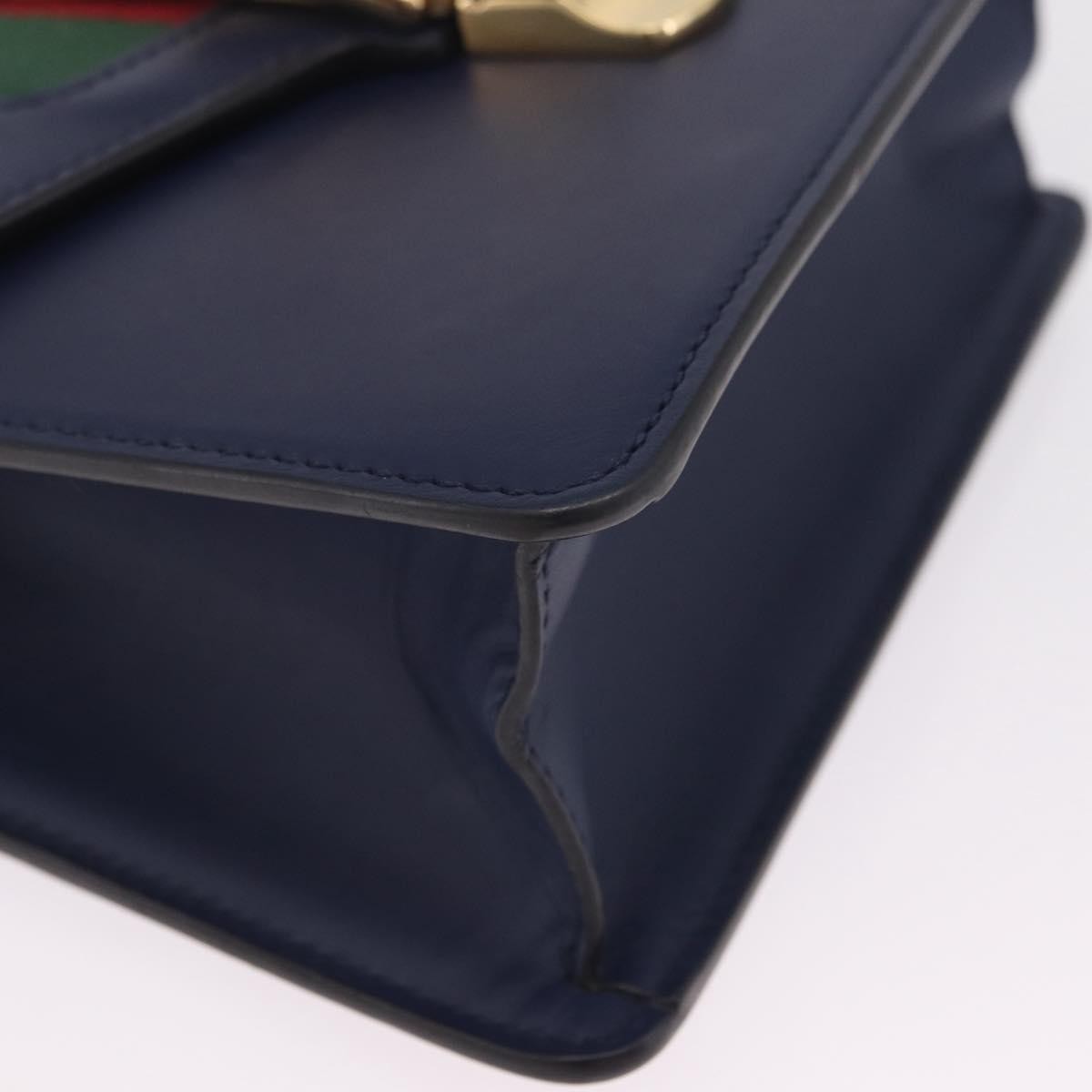 Gucci Sylvie Top Handle Leather, Navy, Leather, Handbag