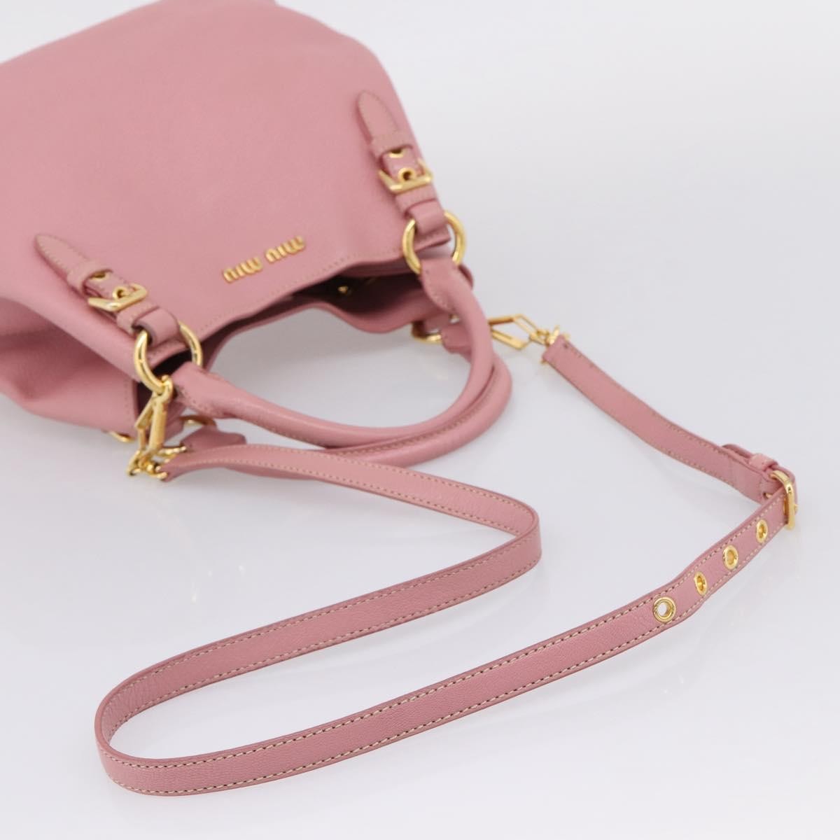 Miu Miu Madras Convertible Leather, Pink, Leather, Tote Bag