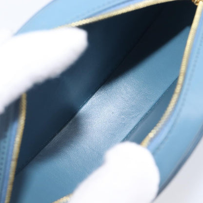 Celine Triomphe Oval Leather, Blue, Leather, Crossbody Bag