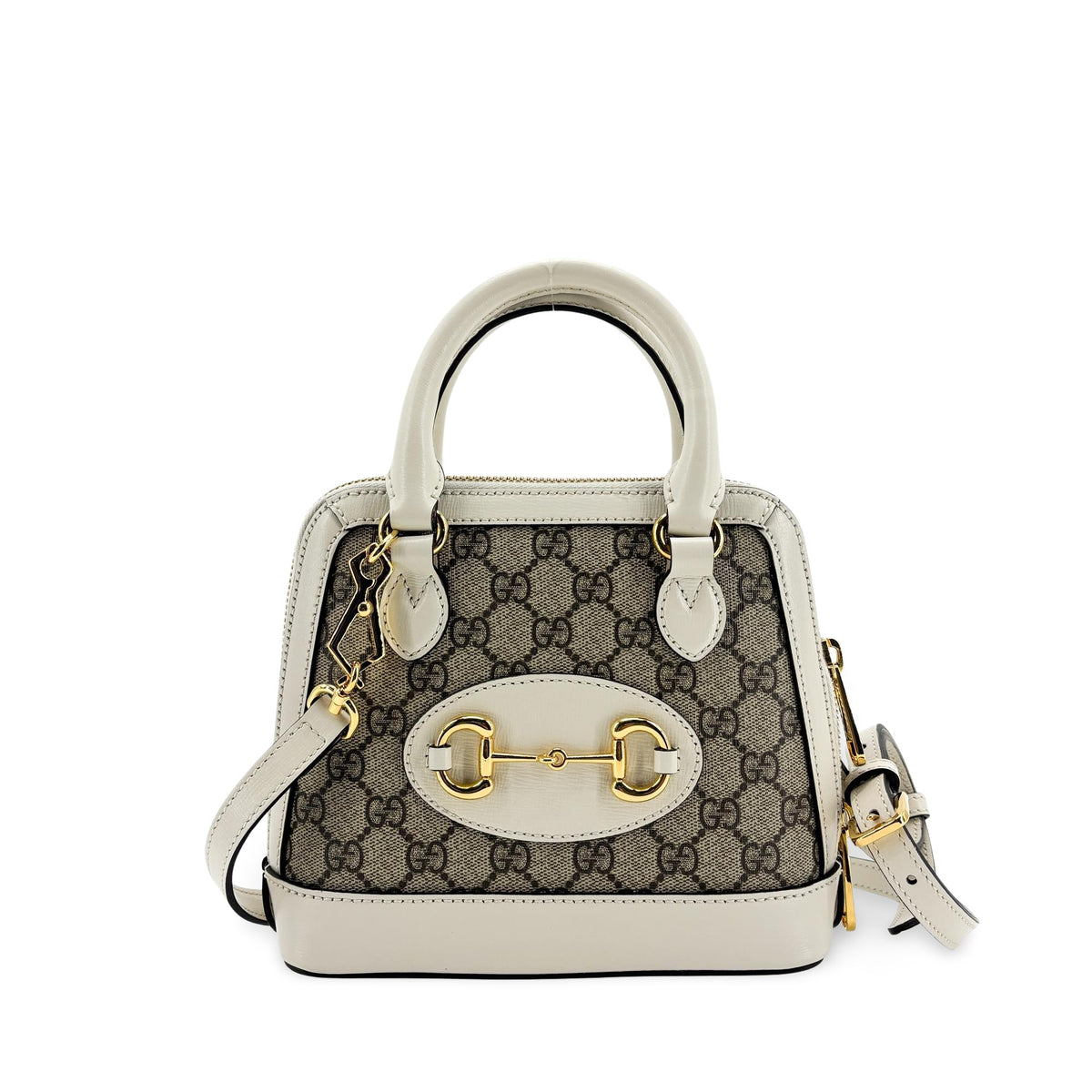 Gucci Horsebit 1955 Top Handle GG Coated Canvas with Leather, Beige, Canvas, Handbag