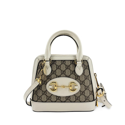 Gucci Horsebit 1955 Top Handle GG Coated Canvas with Leather, Beige, Canvas, Handbag