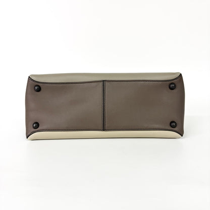 Bottega Veneta Piazza Top Handle Leather with Intrecciato Detail, Gray, Leather, Handbag