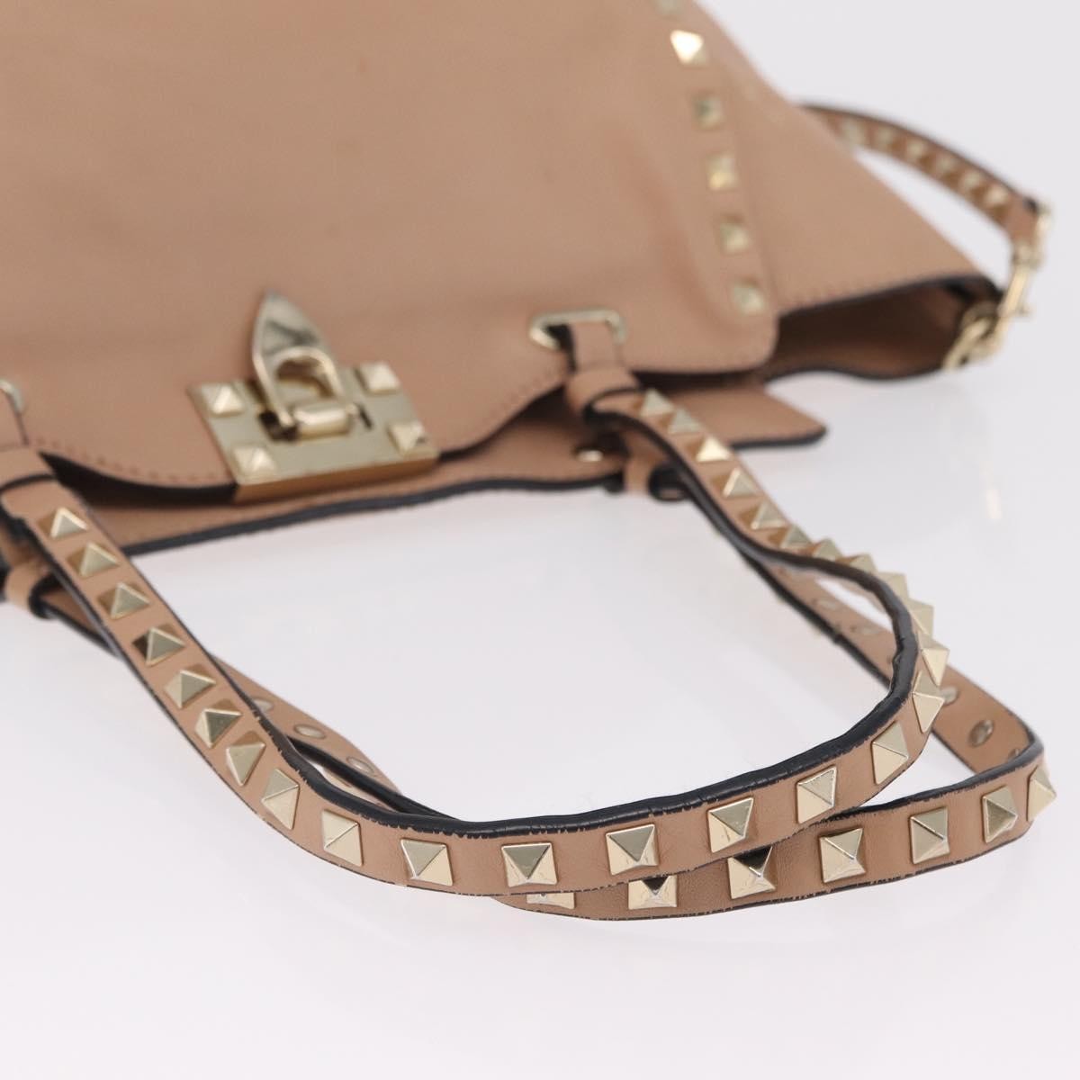 Valentino Garavani Rockstud Soft Leather, Beige, Leather, Tote Bag
