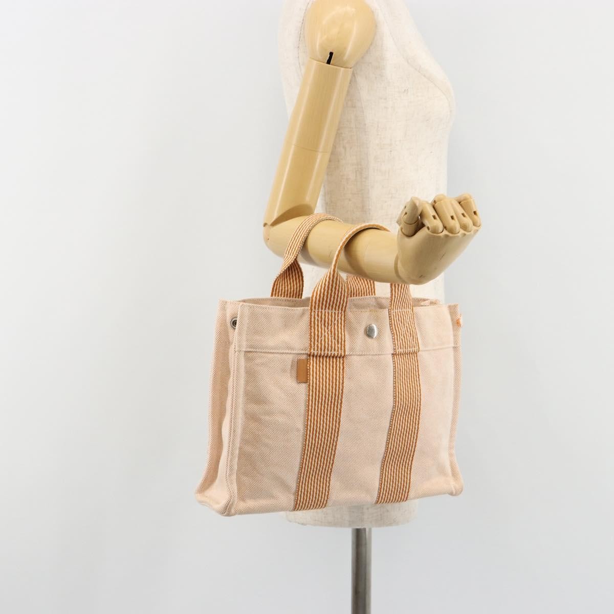 Hermes Fourre Tout Toile, Orange, Canvas, Tote Bag