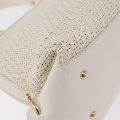 Salvatore Ferragamo Sofia Satchel Woven Leather, White, Leather, Handbag