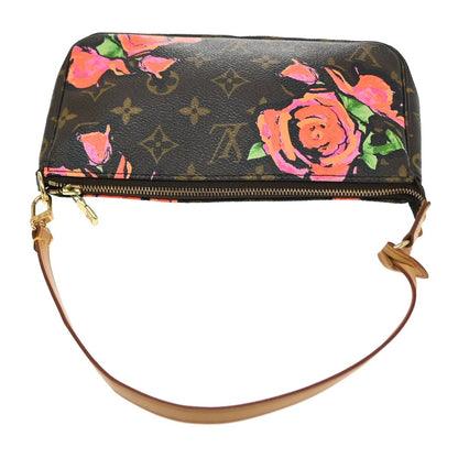 Louis Vuitton Pochette Accessoires Limited Edition Monogram Roses, Brown, Canvas, Clutch