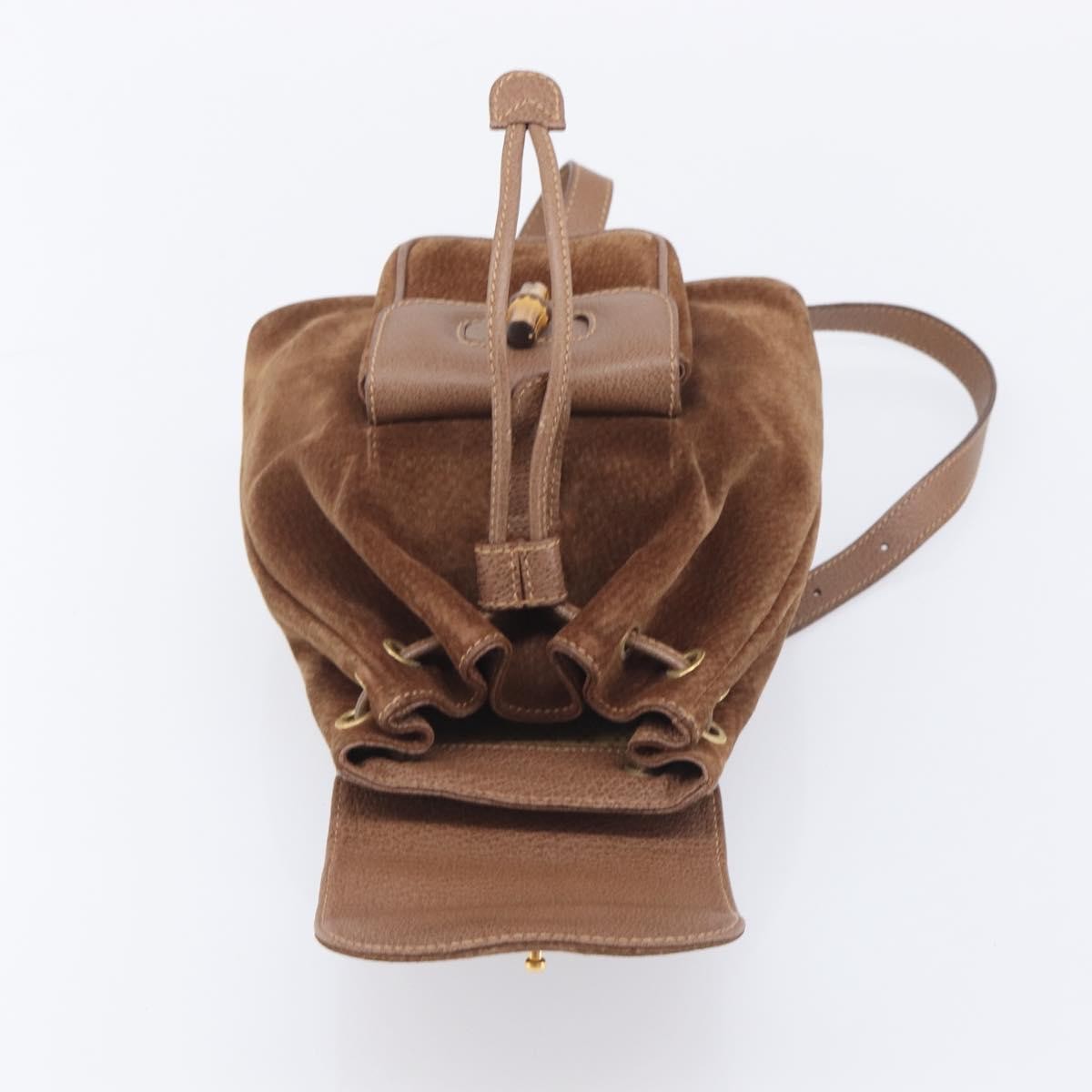 Gucci Vintage Bamboo Suede, Brown, Suede, Backpack