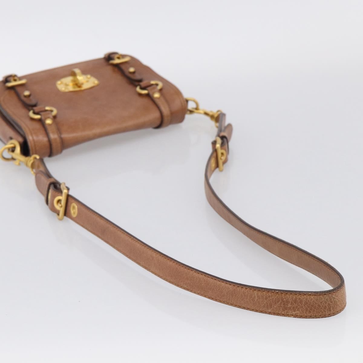 Miu Miu Shoulder Leather, Brown, Leather, Shoulder Bag