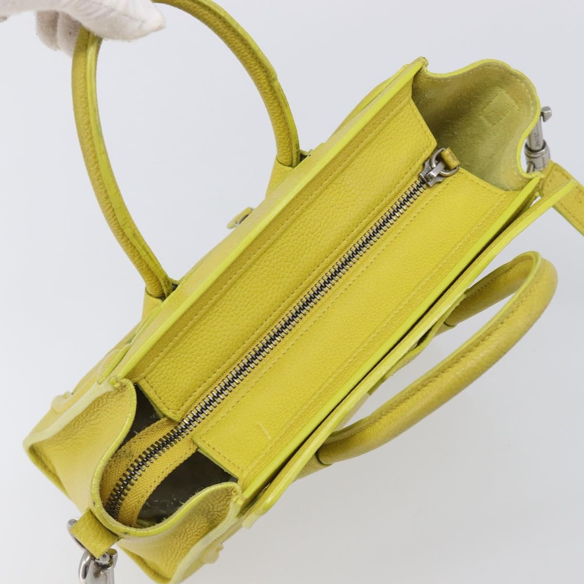 Celine Luggage Grainy Leather, Yellow, Leather, Handbag