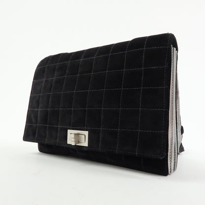 Chanel Chocolate Bar Mademoiselle Flap Quilted Leather, Black, Suede, Handbag