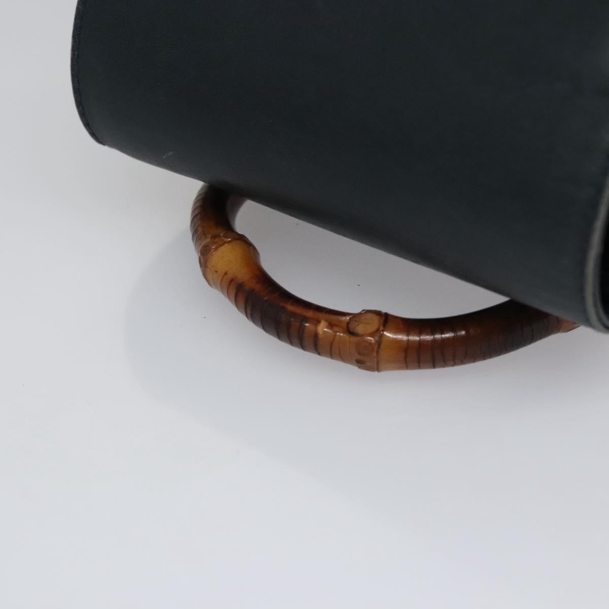Gucci Vintage Bamboo Leather, Black, Leather, Backpack