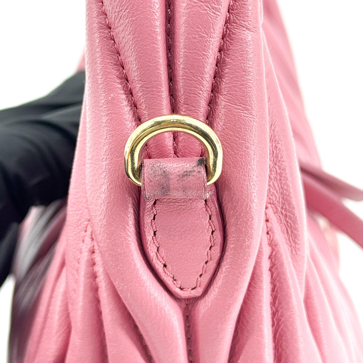 Miu Miu Wander Hobo Matelasse Satin, Pink, Leather, Shoulder Bag