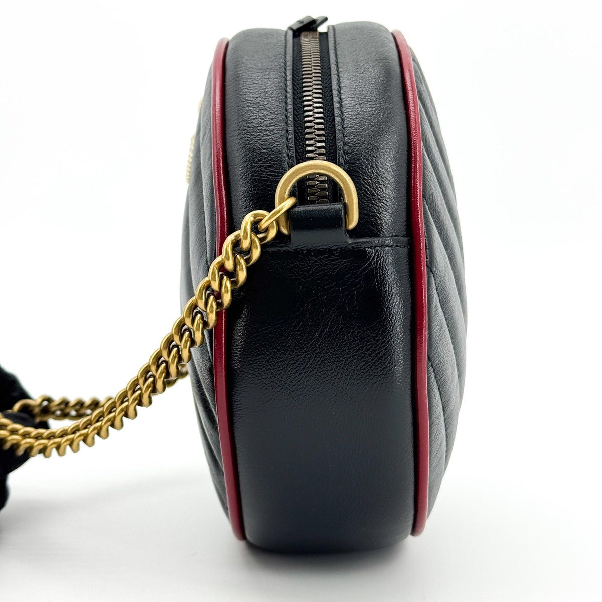 Gucci GG Marmont Round Matelasse Leather, Black, Leather, Shoulder Bag