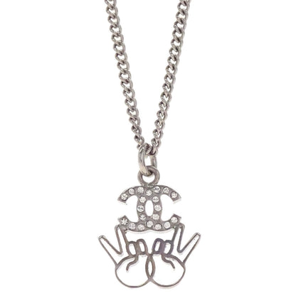 Chanel Vintage CC Logo Chain Charm Pendant silver plated, Silver, Silver Plated, Necklace