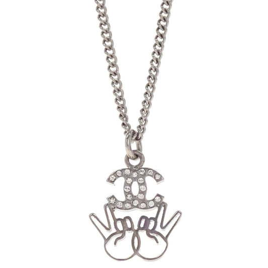 Chanel Vintage CC Logo Chain Charm Pendant silver plated, Silver, Silver Plated, Necklace