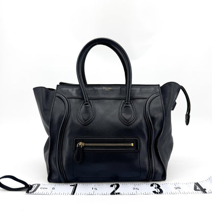 Celine Luggage Embossed Leather, Black, Leather, Handbag