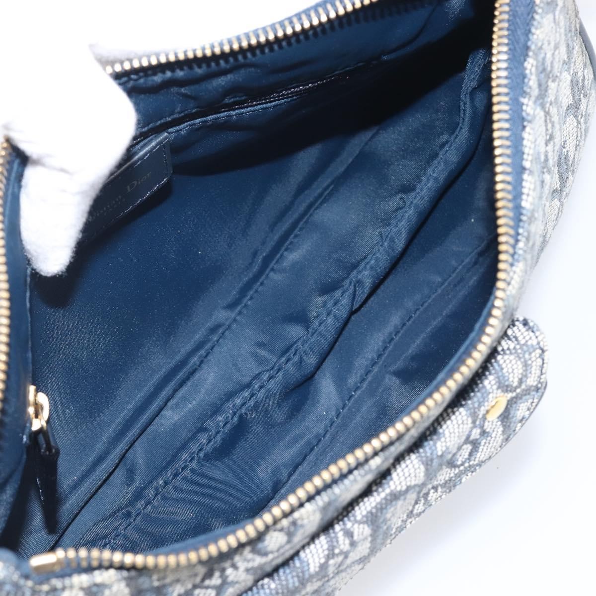 Christian Dior Saddle Messenger Oblique Canvas, Navy, Canvas, Clutch