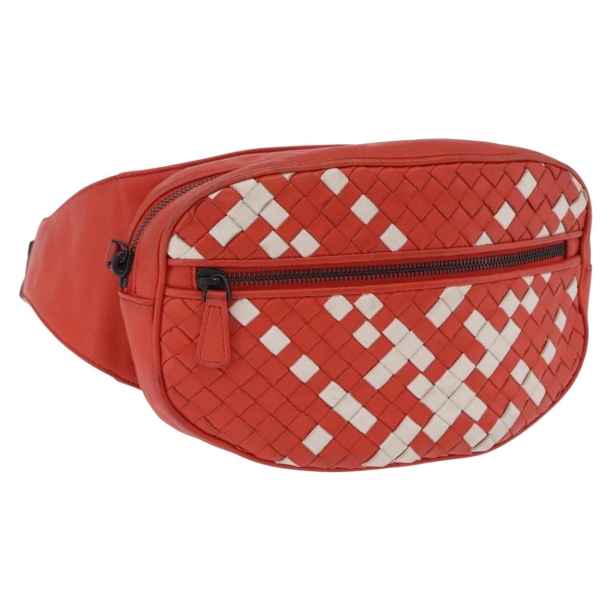 Bottega Veneta Light Waist Intrecciato Leather, Red, Leather, Clutch
