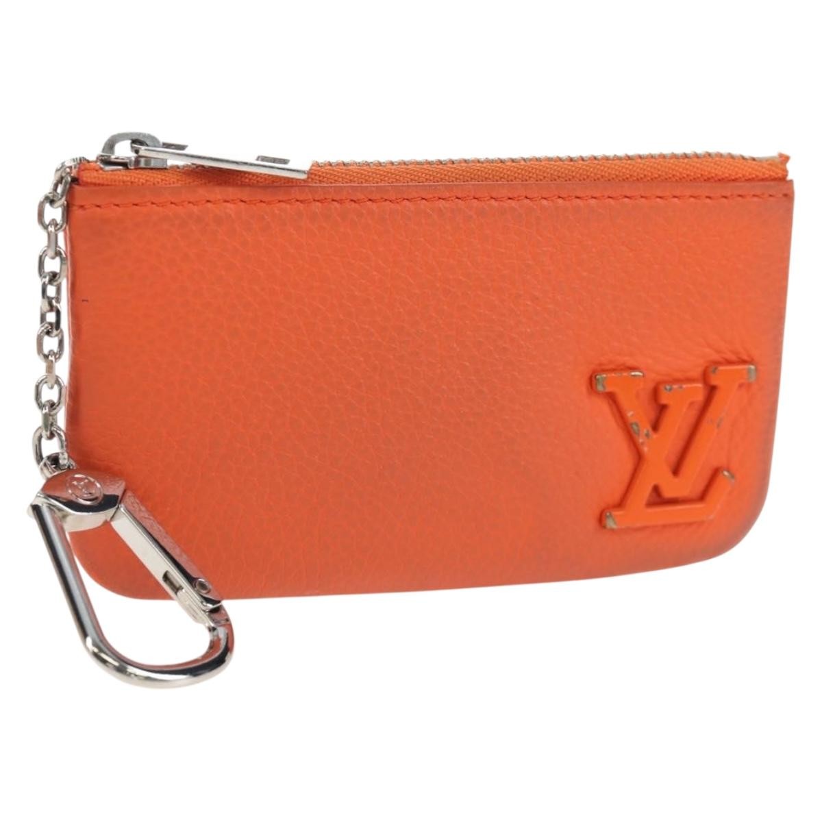 Louis Vuitton Pochette Clés Everyday LV leather, Orange, Leather, Wallet