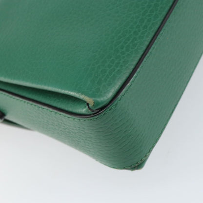 Gucci Interlocking Chain Leather, Green, Leather, Shoulder Bag