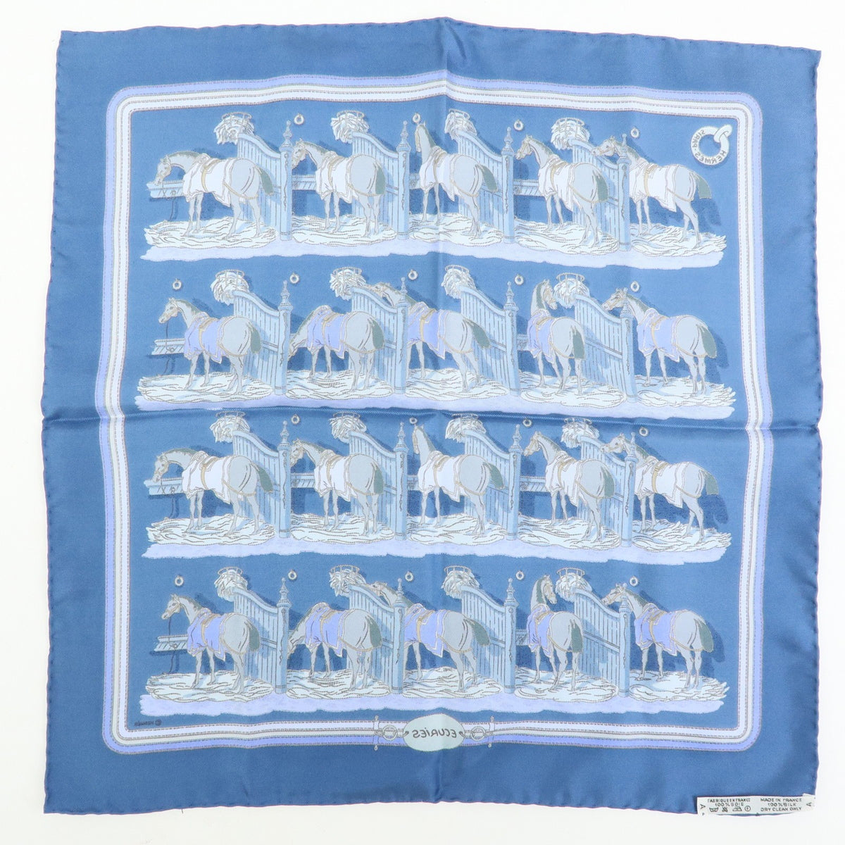 Hermes Carré 42 Silk, Blue, Silk, Scarf