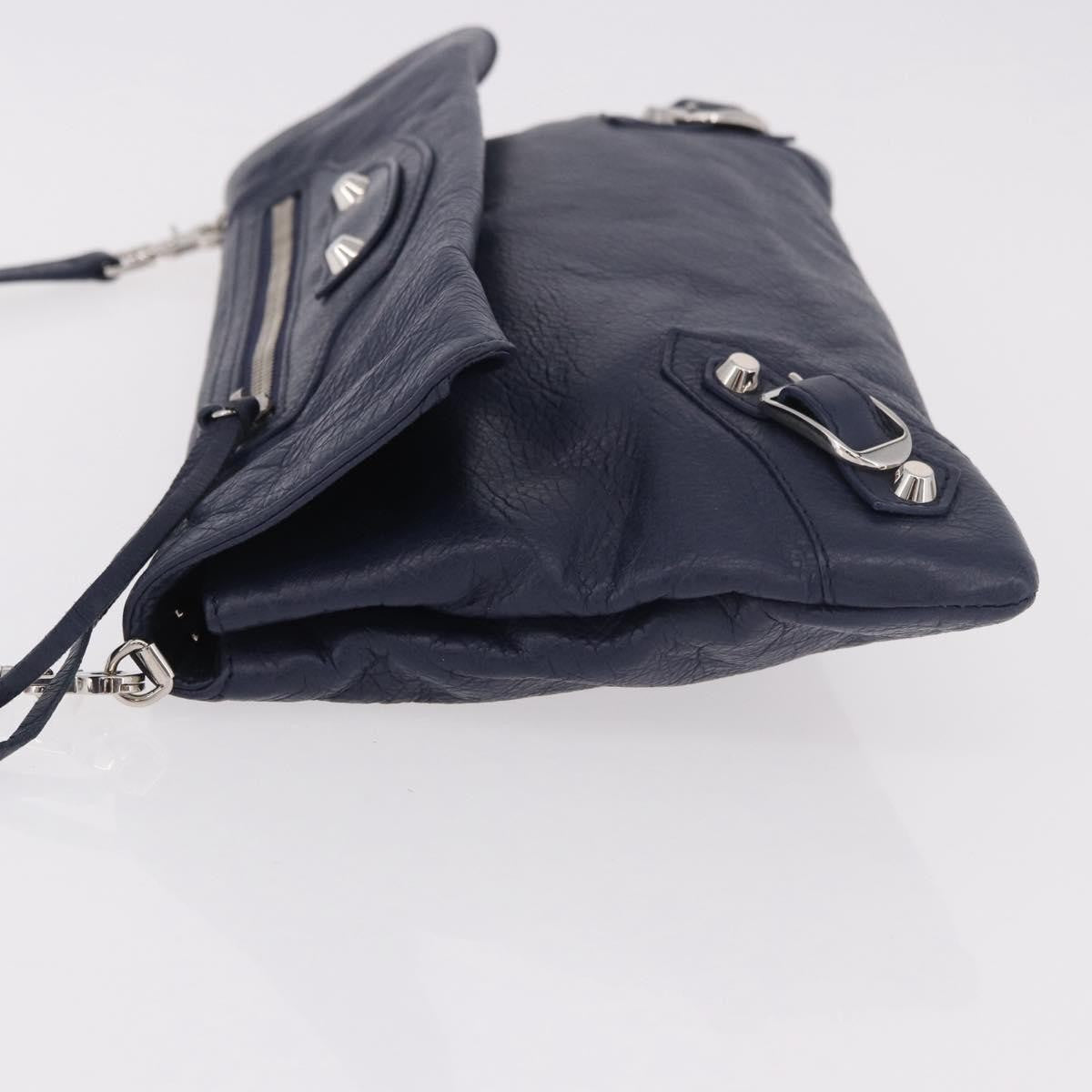 Balenciaga Classic Studs Envelope Strap Clutch Leather, Navy, Leather, Clutch