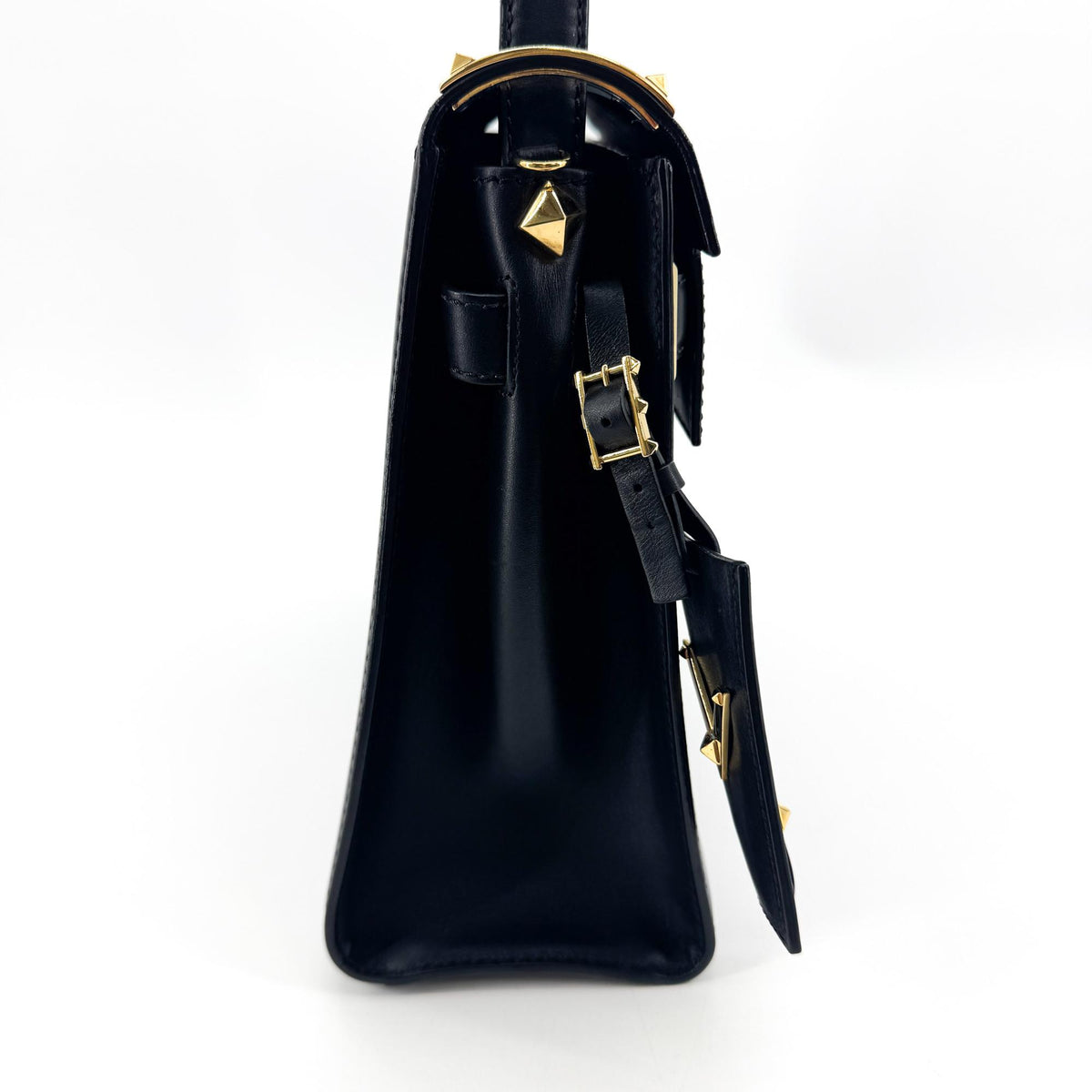 Valentino Garavani My Rockstud Satchel Leather, Black, Leather, Handbag