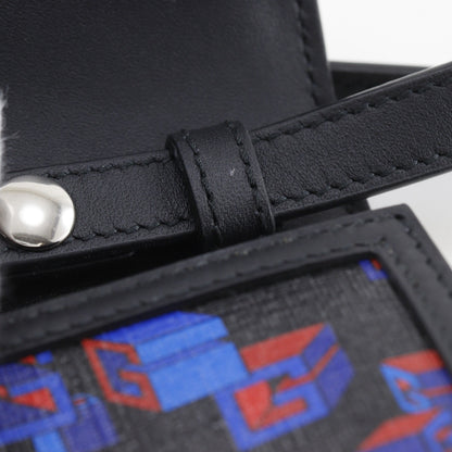 Gucci Flap Printed Coated Canvas, Black, PVC, Shoulder Bag