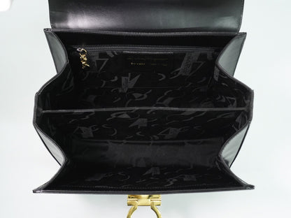 Salvatore Ferragamo Convertible Top Handle Leather, Black, Leather, Handbag