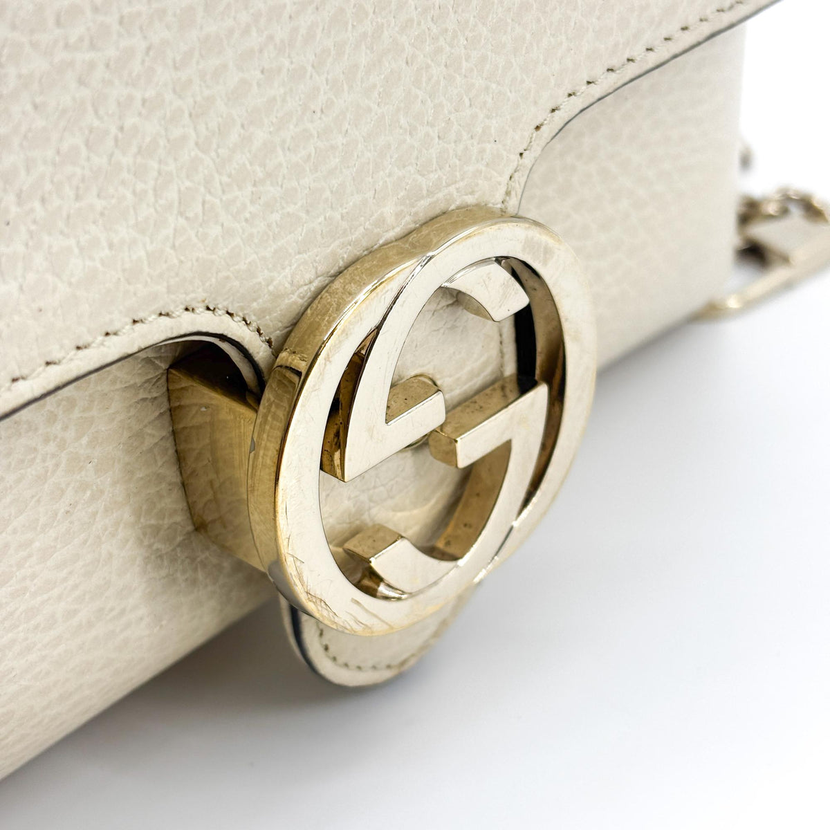 Gucci Interlocking Leather, Beige, Leather, Shoulder Bag