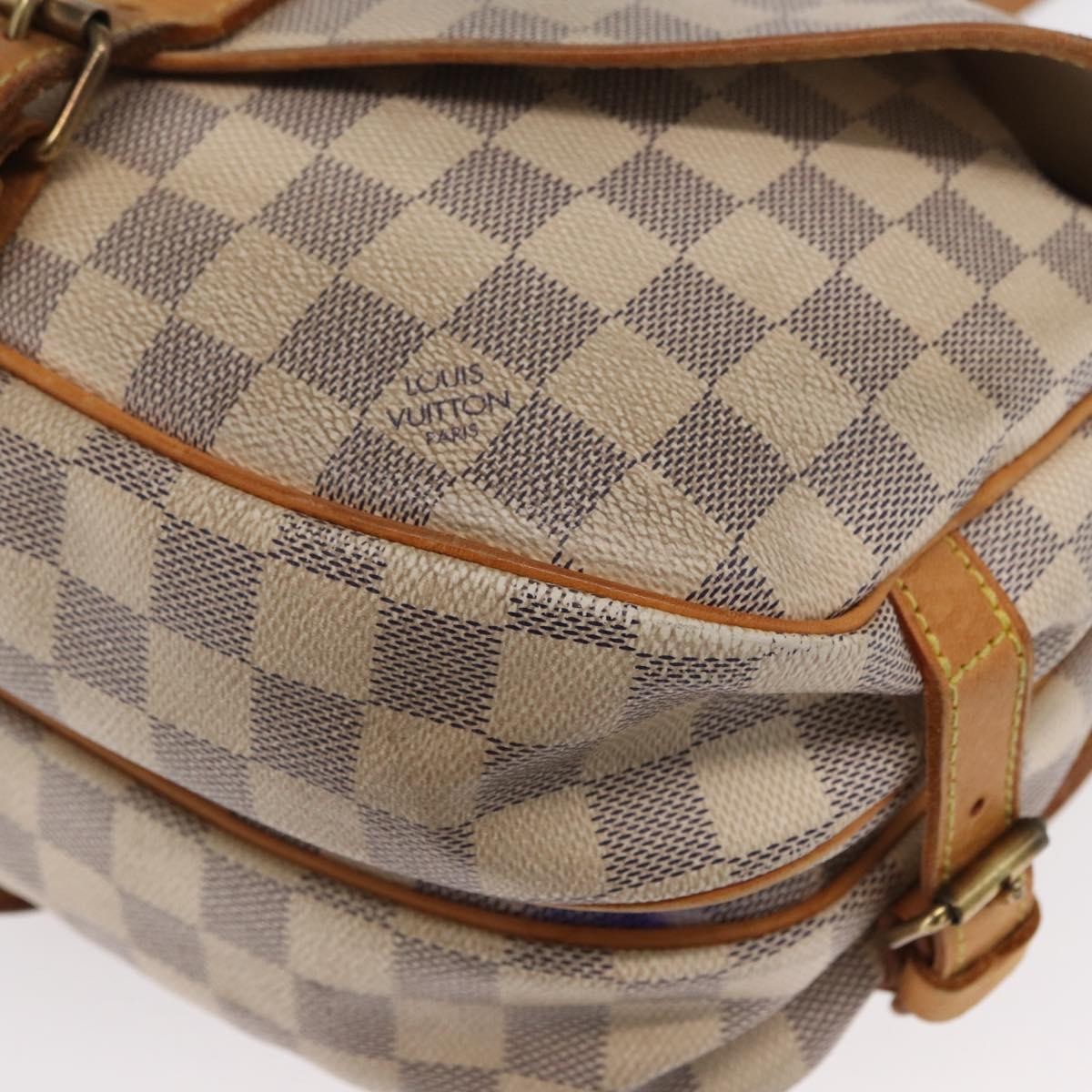 Louis Vuitton Saumur Damier Ebene, Beige, Canvas, Shoulder Bag