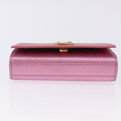 Saint Laurent Classic Monogram Metallic Leather, Pink, Leather, Crossbody Bag
