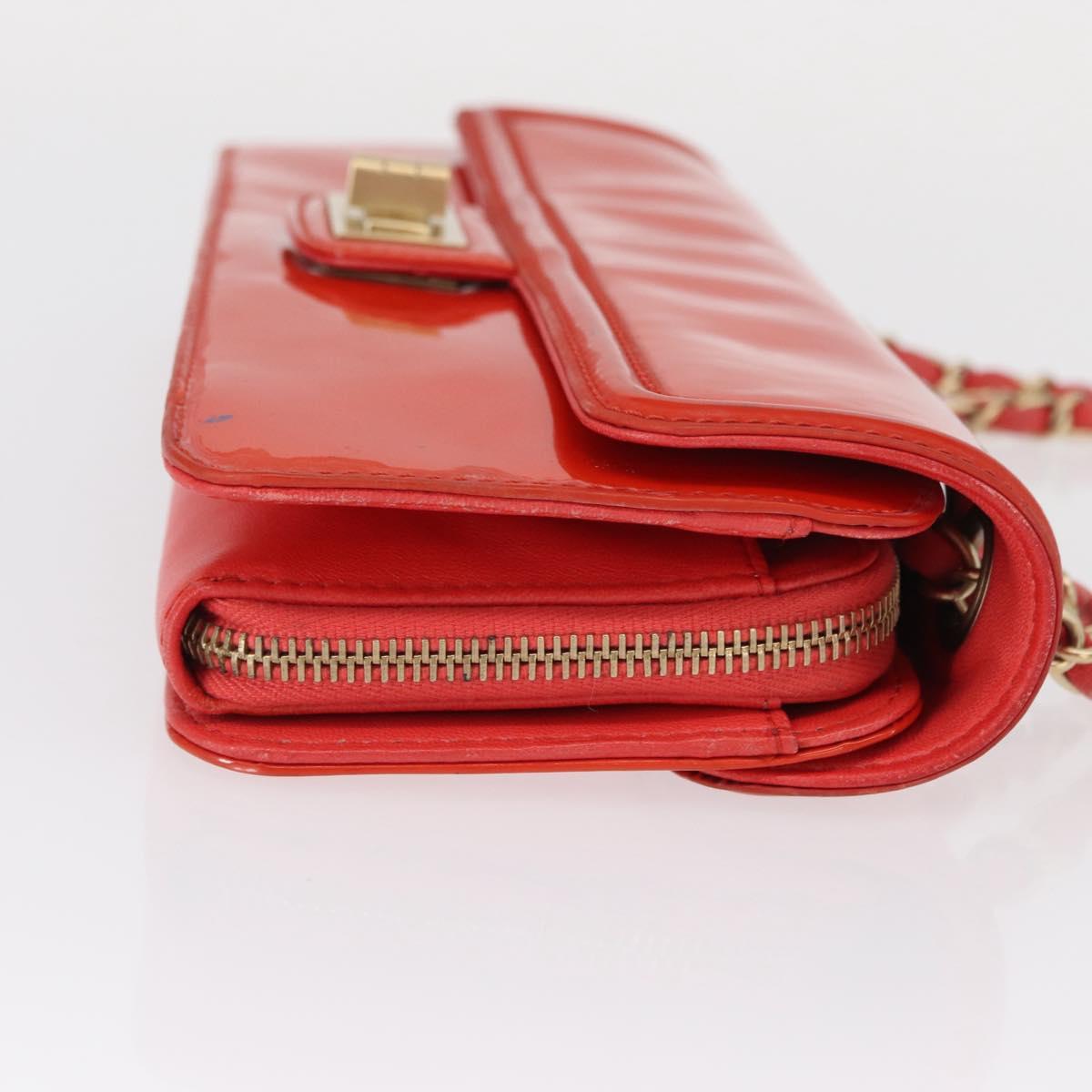 Chanel Chain Flap Shoulder Bag Leather, ORANGE, PATENT_LEATHER, Shoulder bag