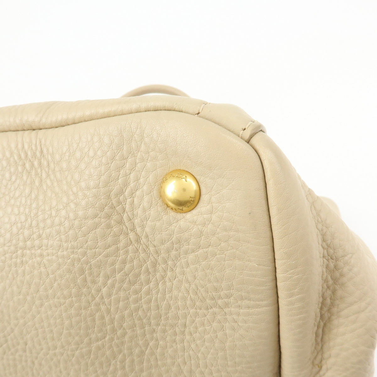 Prada Canapa Vitello Daino, Beige, Leather, Tote Bag