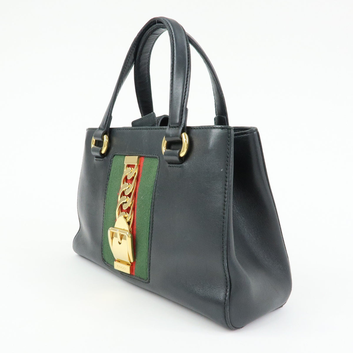 Gucci Sylvie Top Handle Leather, Black, Leather, Handbag