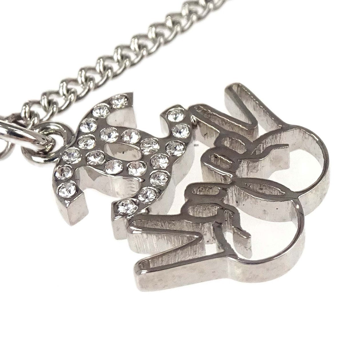 Chanel Vintage CC Logo Chain Charm Pendant silver plated, Silver, Silver Plated, Necklace