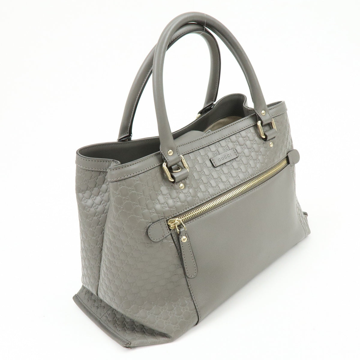 Gucci Zip Pocket Soft Microguccissima Leather, Gray, Leather, Tote Bag