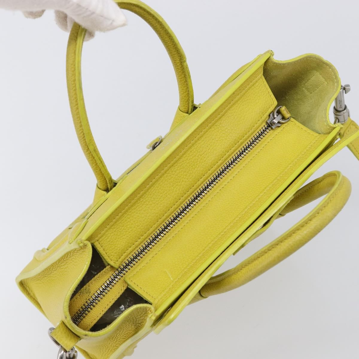 Celine Luggage Grainy Leather, Yellow, Leather, Handbag