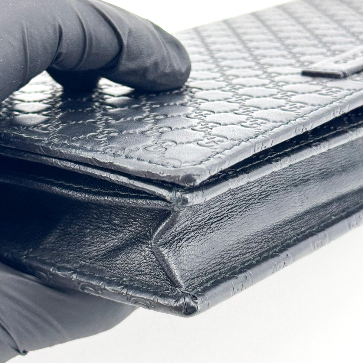 Gucci Wallet on Strap Microguccissima Leather, Black, Leather, Crossbody Bag