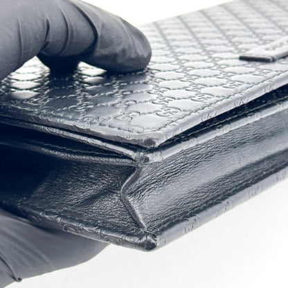 Gucci Wallet on Strap Microguccissima Leather, Black, Leather, Crossbody Bag
