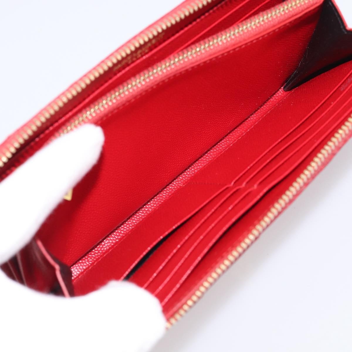 Saint Laurent Loulou Zip Around Matelasse Chevron Leather, Red, Leather, Wallet