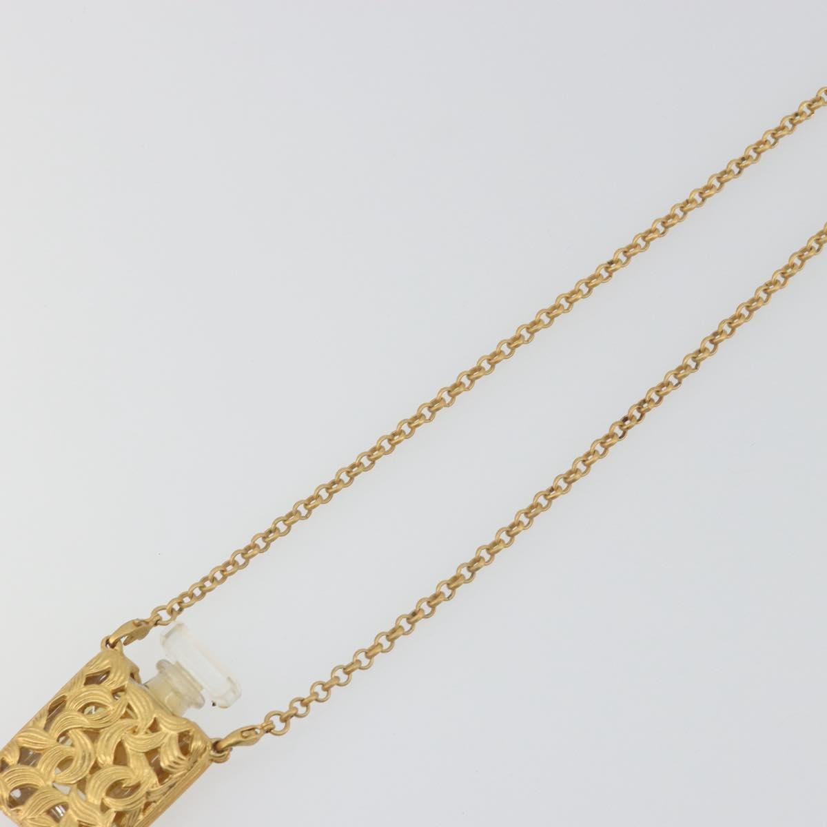 Chanel CC No.5 Perfume Bottle Pendant Metal, Gold, Metal, Necklace
