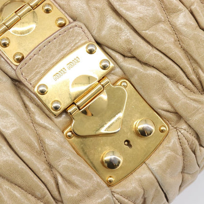 Miu Miu Coffer Convertible Satchel Matelasse Leather, Beige, Leather, Handbag