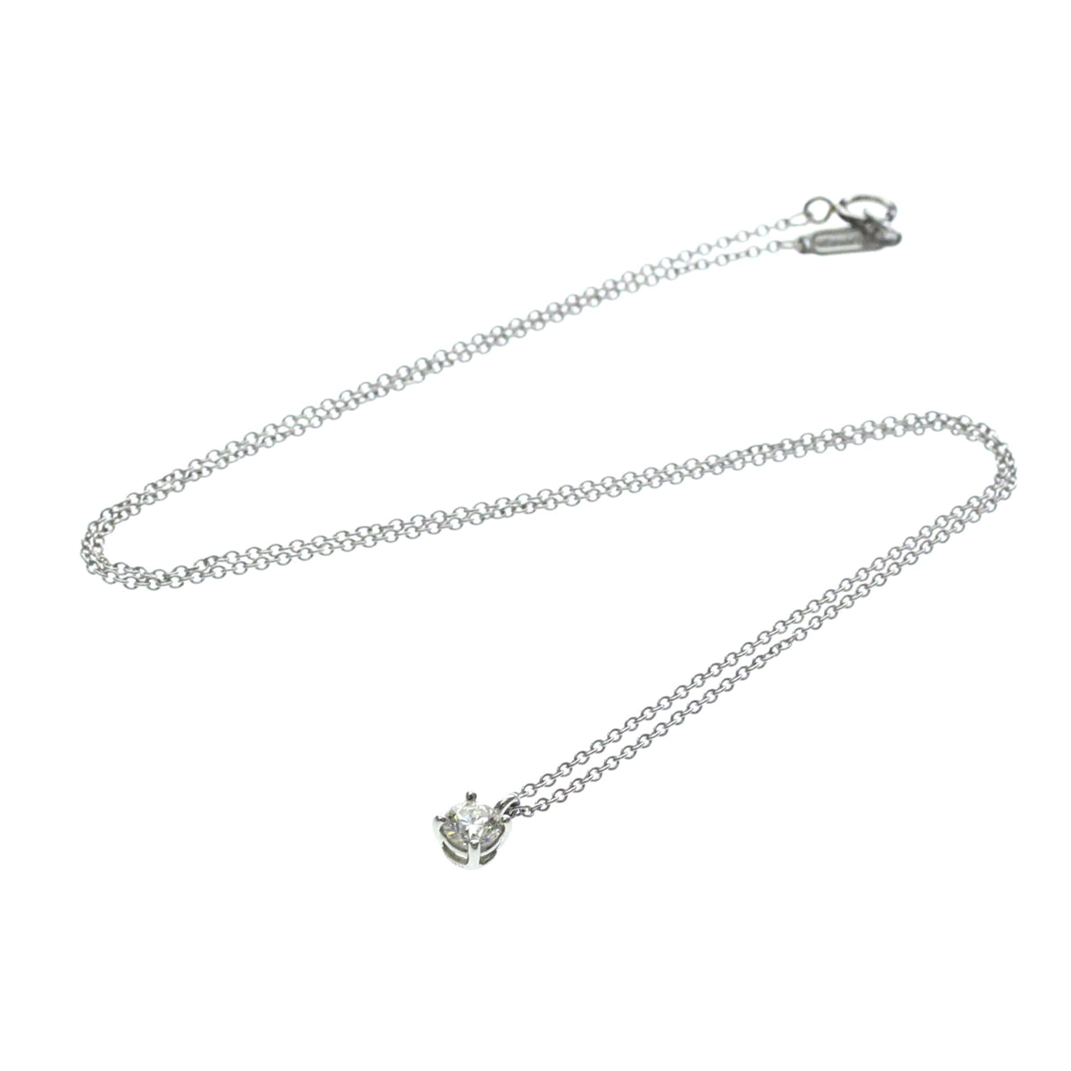 Tiffany & Co. Solitaire Pendant Platinum with Emerald Cut Diamond, Silver, Platinum, Necklace