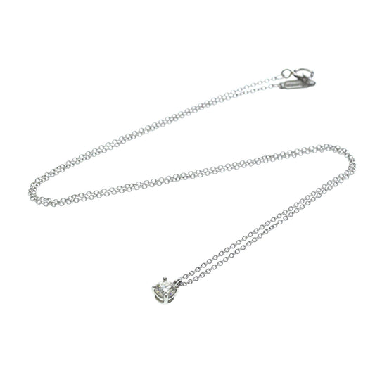 Tiffany & Co. Solitaire Pendant Platinum with Emerald Cut Diamond, Silver, Platinum, Necklace
