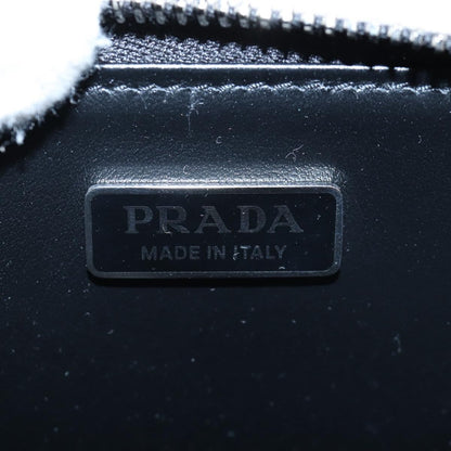 Prada Triangle Logo Zip Embossed Leather, Black, Leather, Shoulder Bag