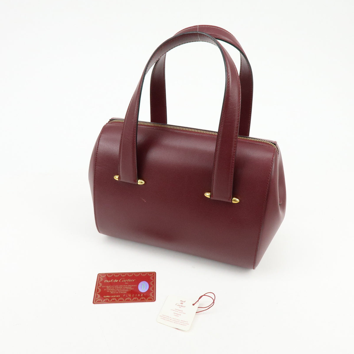 Cartier Must de Cartier Boston Leather, Burgundy, Leather, Travel Bag