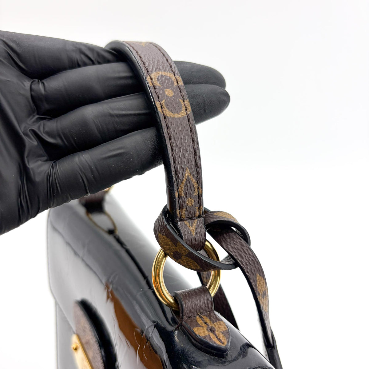 Louis Vuitton Spring Street NM Monogram Vernis with Monogram Canvas and Epi Leather, Black, Patent Leather, Handbag