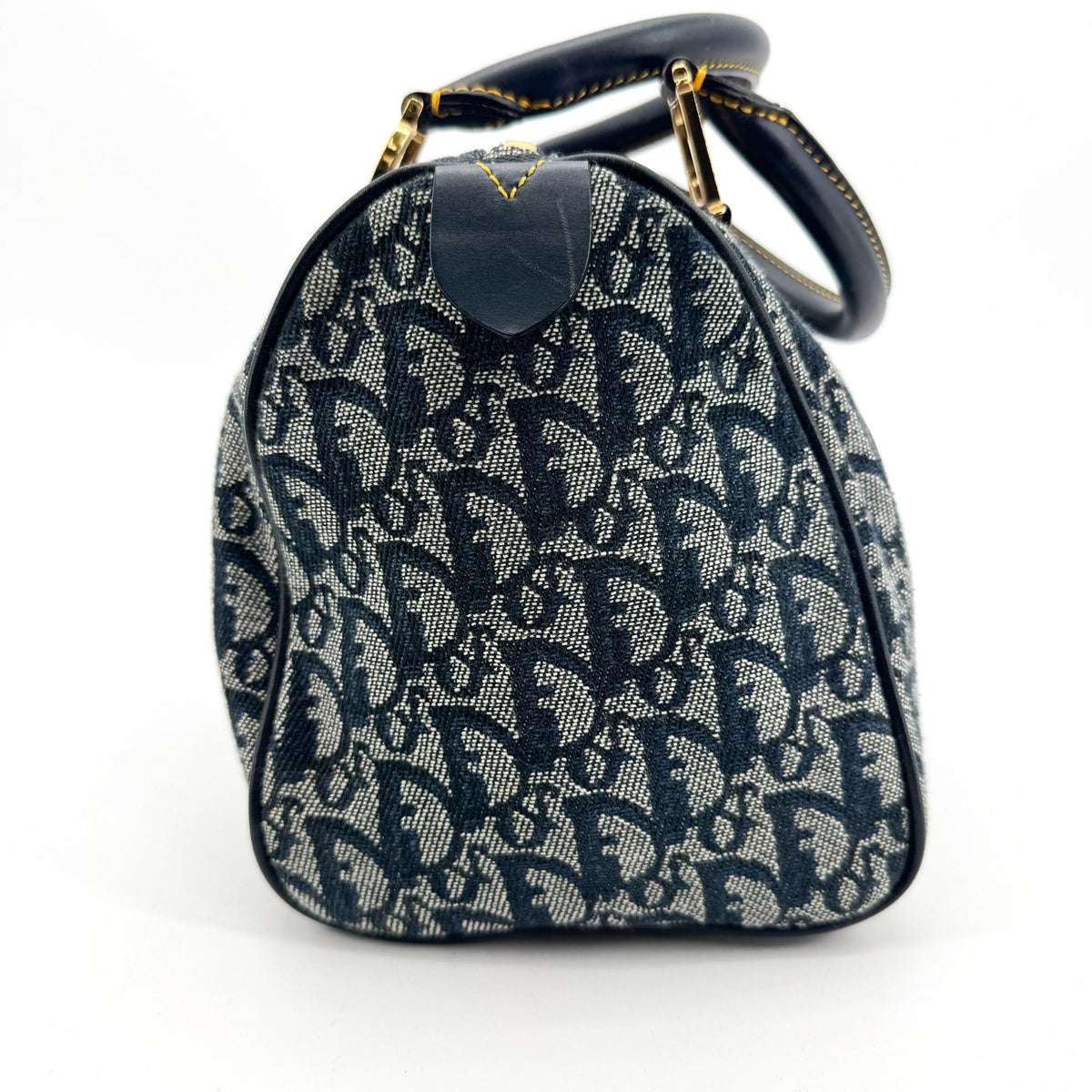 Christian Dior Vintage Trotter Boston Diorissimo Canvas, Blue, Canvas, Handbag