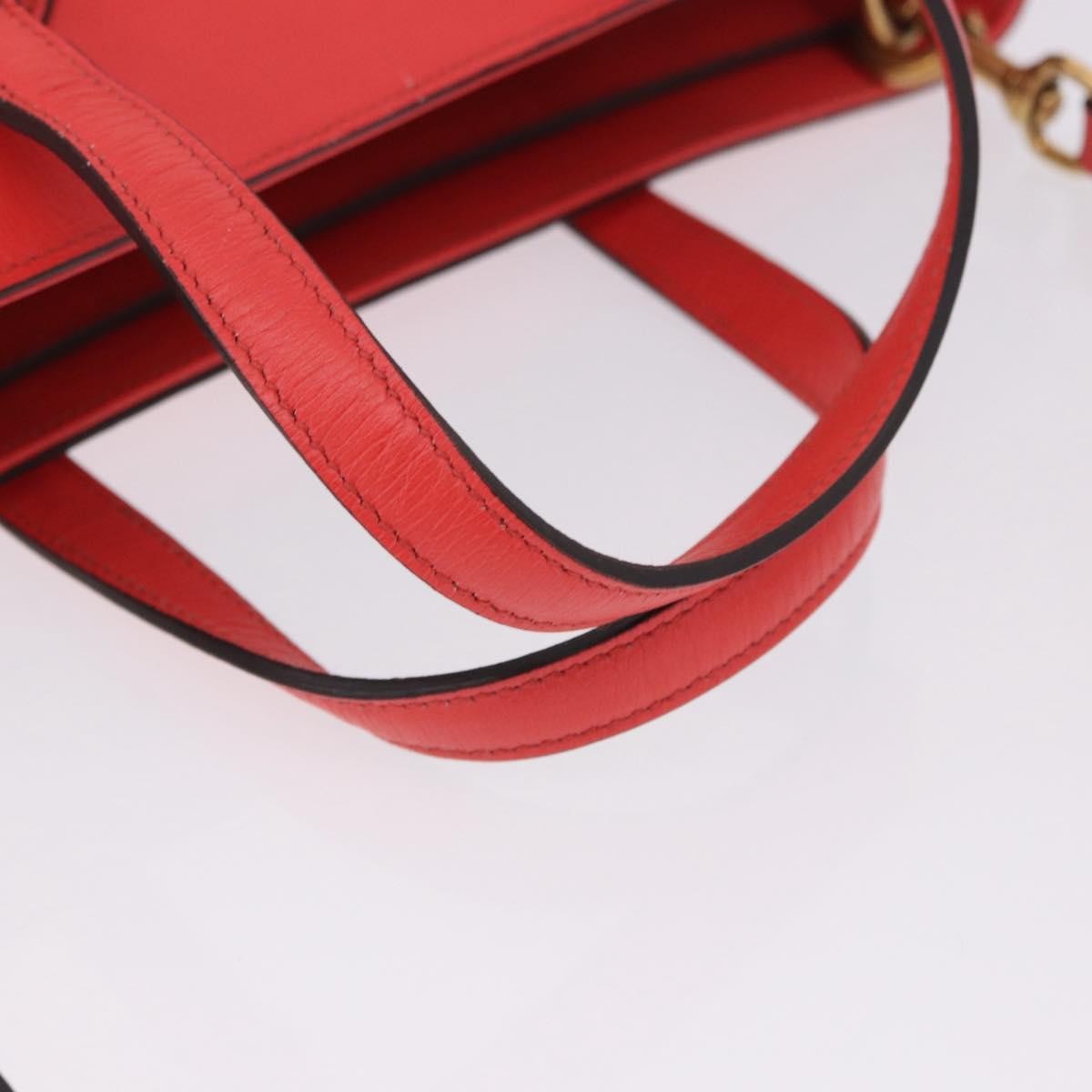 Gucci Bright Bit Convertible Leather, Red, Leather, Tote Bag
